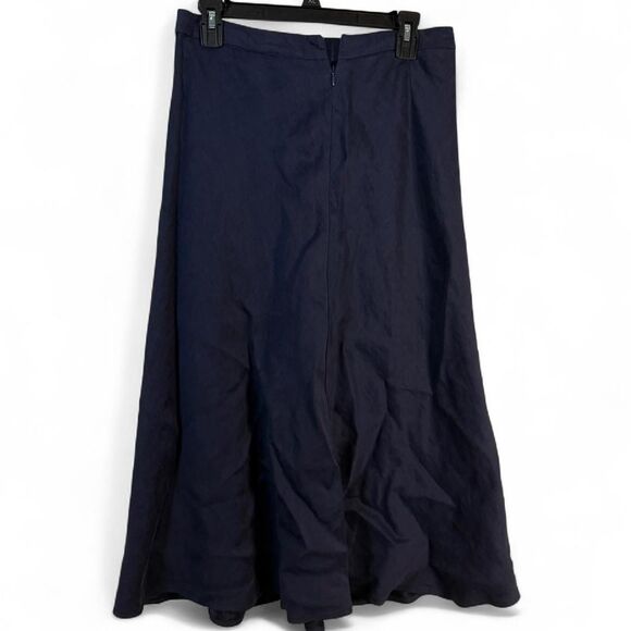 H by Halston US 12 navy blue Linen Blend midi skirt - NEW - Picture 6 of 9